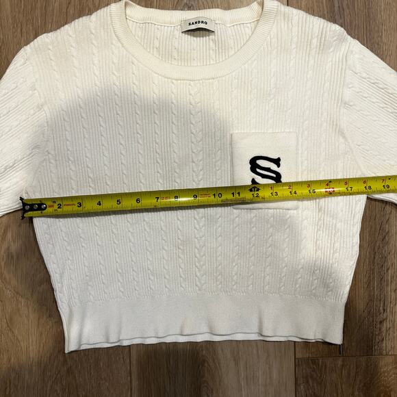 SANDRO Women's Dorian Cropped Sweater In Ecru - Picture 7 of 10
